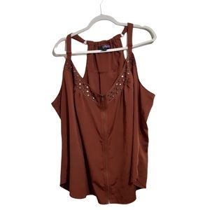 Women's Brown Embellished Top